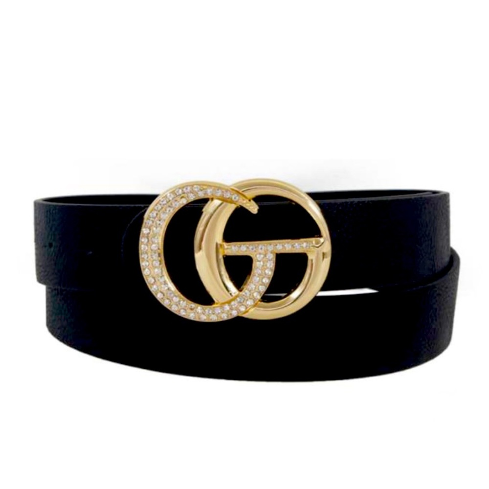 BELT RHINESTONE BUCKLE ACCENTED BELT